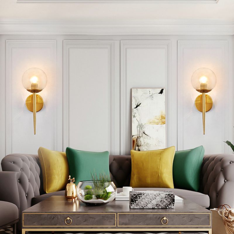 Modern Metal Wall Sconce Torch Shape Vanity Lamp with Glass Shade for Bathroom