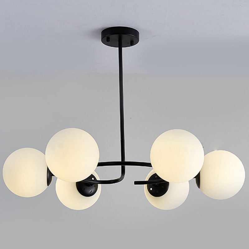 Sphere Chandelier Lighting Fixtures Modern White Glass Suspension Light for Bedroom