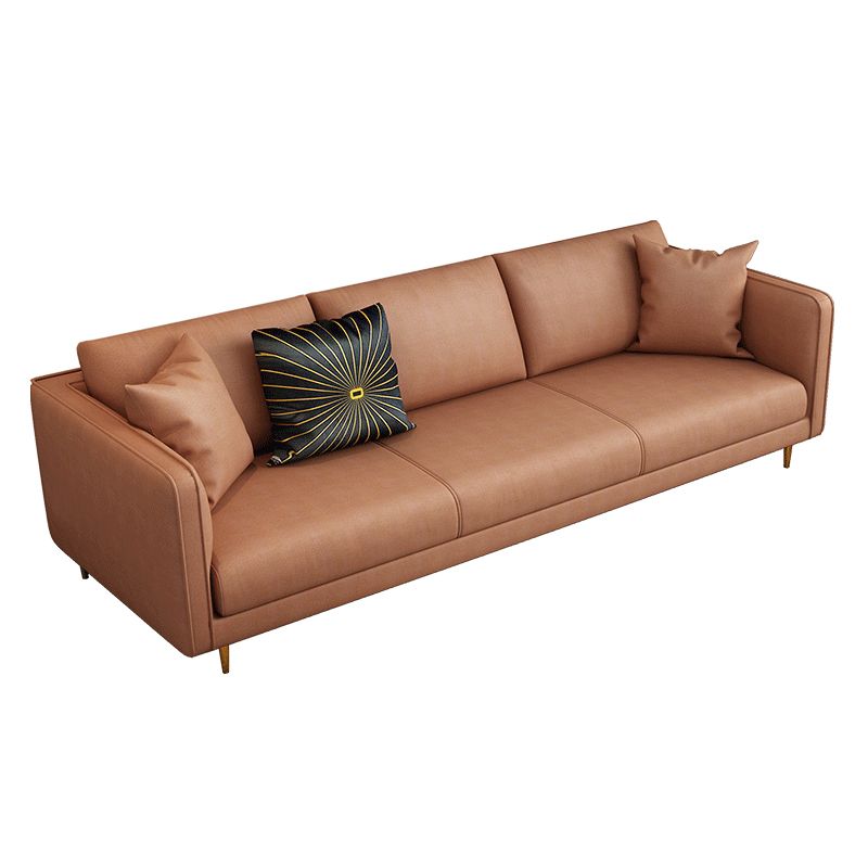 32.28" D x 72.83" W x 33.07" H Faux Leather Tuxedo Arm Sofa with Bolster Pillows