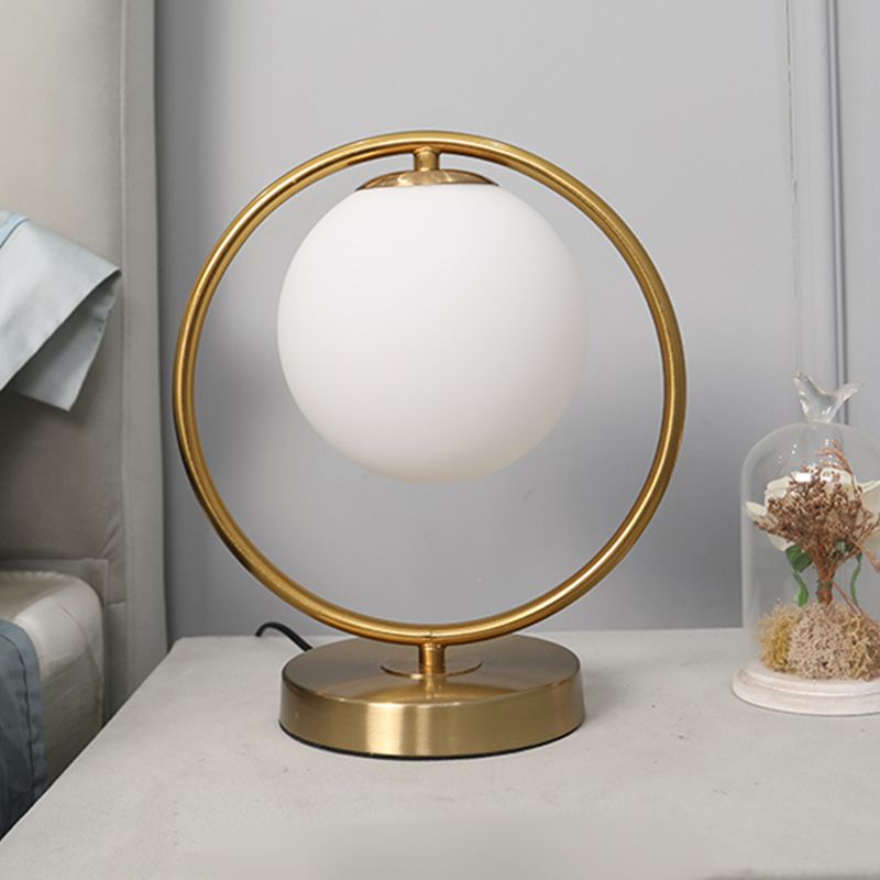 Modern Style Geometry Night Table Lamp White Glass One Light Table Light for Bedroom