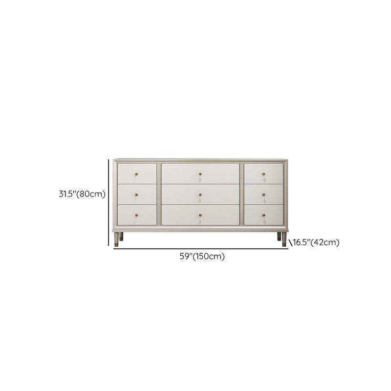Contemporary Horizontal Double Dresser White/Silver Dresser with Storage for Home