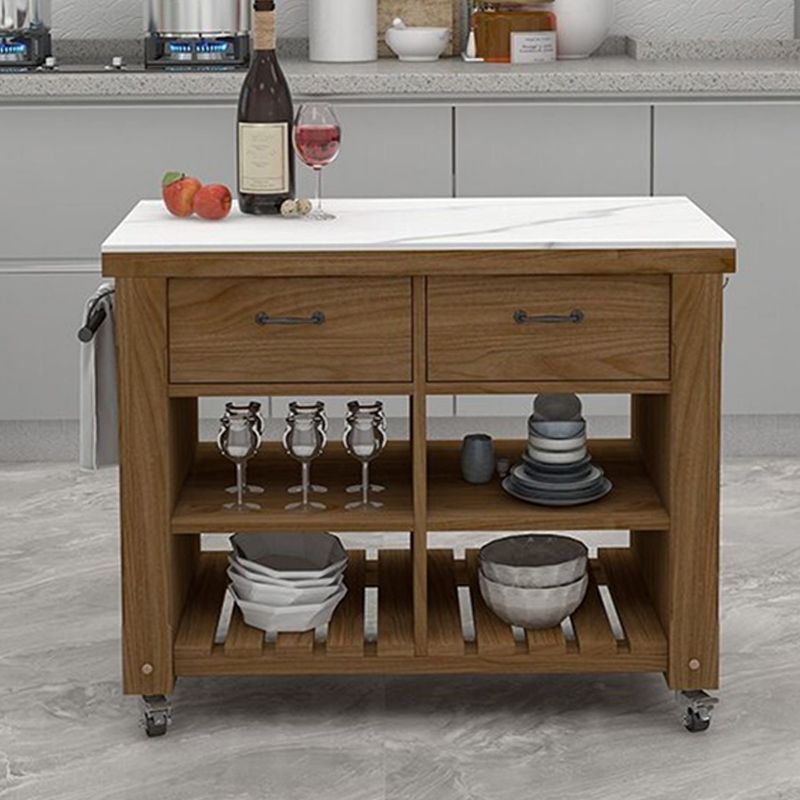 31.49" High Rolling Modern Kitchen Trolley Wooden Kitchen Trolley for Dining Room