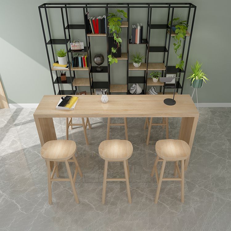 Contemporary Rectangle Bar Table Set 1/7 Pcs Solid Wood Bar Table and Backless Stools