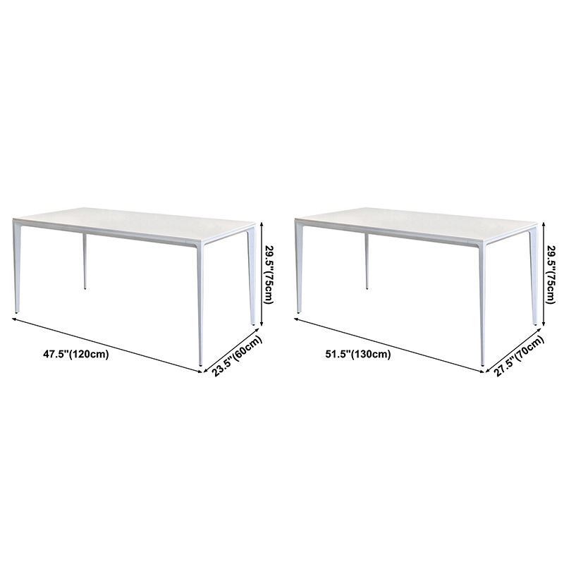 Metal Contemporary Rectangle Dining Table White Sintered Stone Table for Dining Room