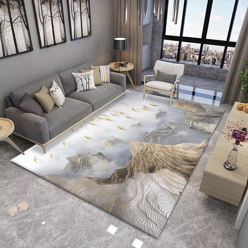 Modern Indoor Rug Abstract Pattern Creative Area Rug Polyester Stain Resistant Rug for Living Room