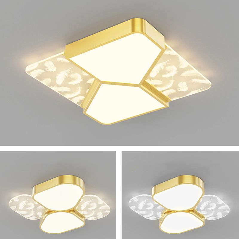 Lámpara de techo cuadrada de 4 luces, iluminación de techo de metal de estilo moderno para sala de estar