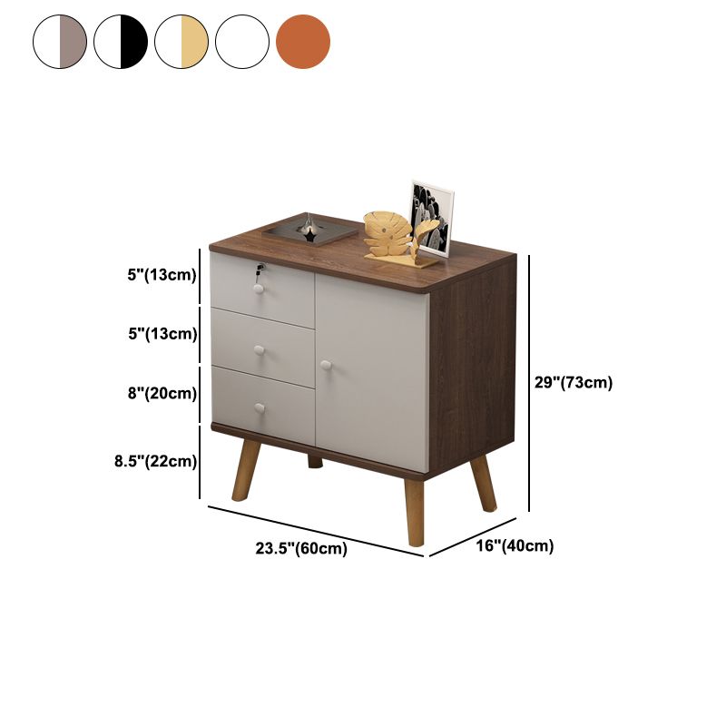 21.6"/28.7" Tall Wooden Nightstand Modern Night Stand With Drawers and Cabinets