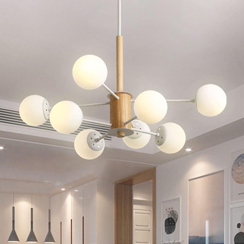 Luz de lámpara de lámpara de globo negro/negro Modernista 6/8 luces Opal Glass Hanging Techo Luz