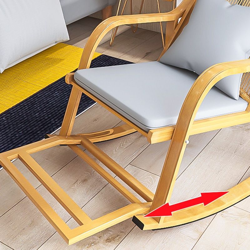 Traditional Rocking Chair Wicker Metal Frame Trapezoidal Back Indoor Rocking Chair