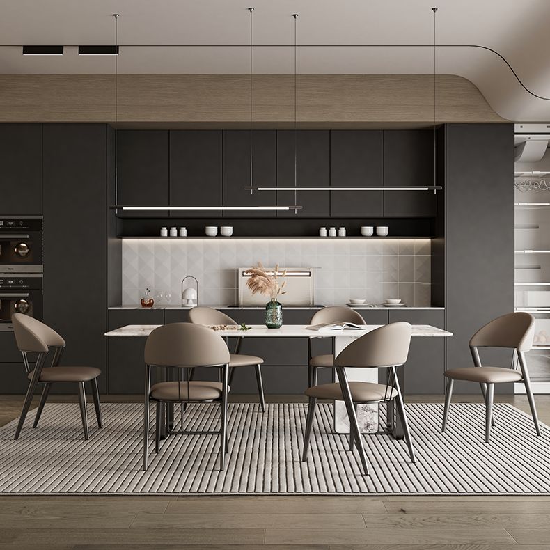 Contemporary Upholstered Armless Chair Home Metal Dining Chair