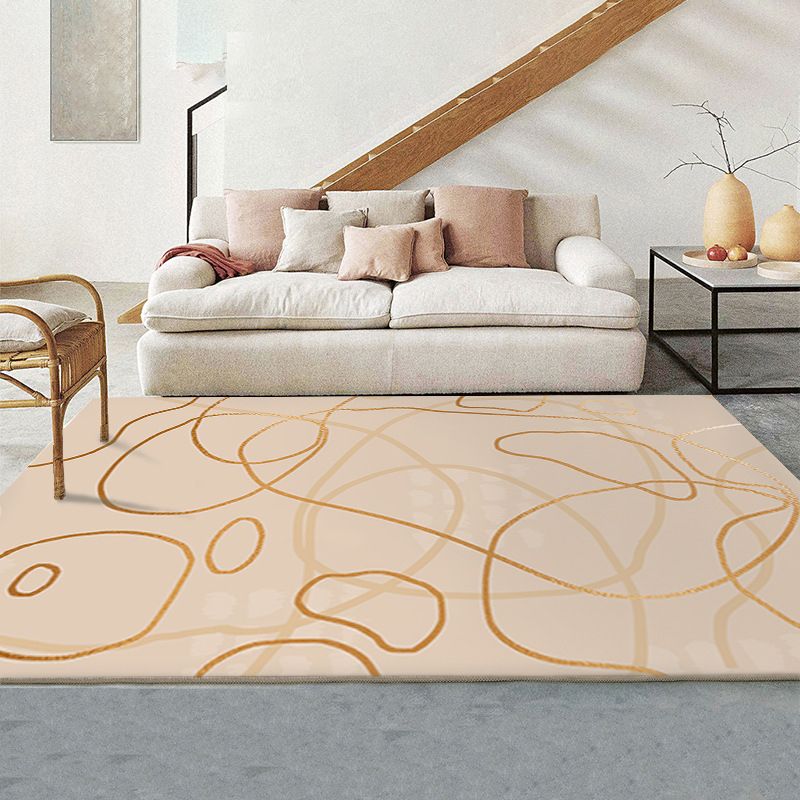 Orange Color Piece Rug Nordic Polyester Area Rug Washable Rug for Living Room
