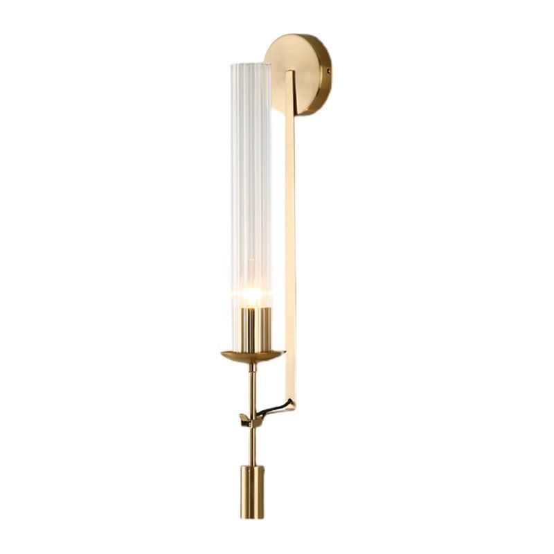 Contemporary Armed Wall Mounted Light Fixture 1-Light Glass Sconce Light for Bedroom