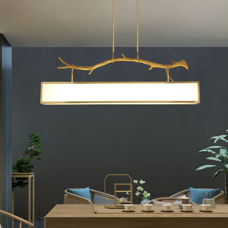 Accesorio de iluminación de la isla rectángulo metal moderno luz colgante de luz individual