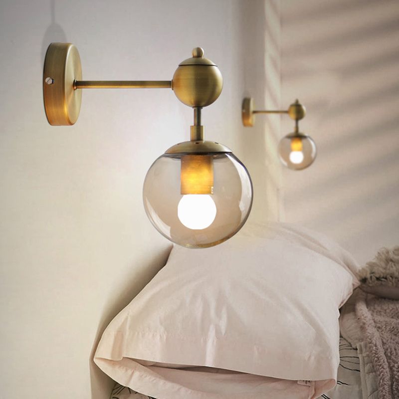 Spherical Wall Sconce Lights Nordic Retro Style Glass Sconces for Bedroom