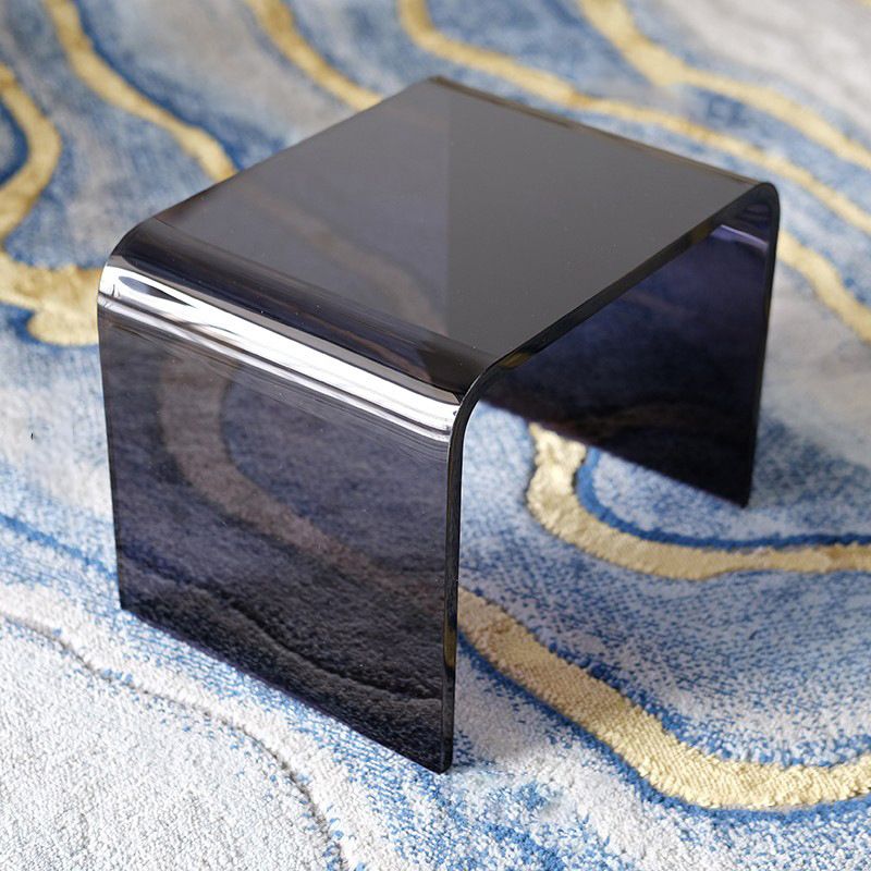 Modern Rectangular Glass Side End Table Sled Side Table for Living Room