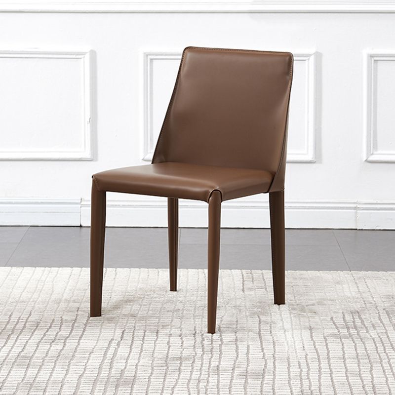 Contemporary Side Chair Faux Leather Solid Back Dining Room Chair for Indoor