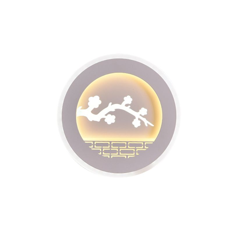 Simplicité Cercle Conce Light avec voilier / arbre Salle d'étude en acrylique LED LEMPUR MUR ALIMENTATION EN BLANC