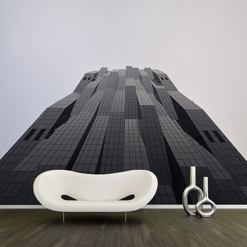 City Building Mural Wallpaper Moisture Resistant Wall Covering for Meeting Room