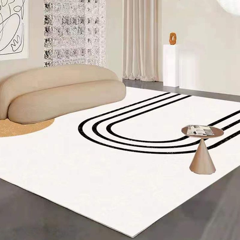 White Color Lump Rug Polyester Simple Rug Stain Resistant Rug for Drawing Room