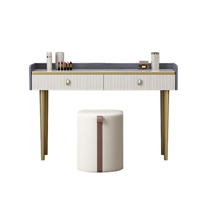 5 Drawers Stone Makeup Table Desk Vanity for Women, 17.12" D x 30.31" H, White/Blue