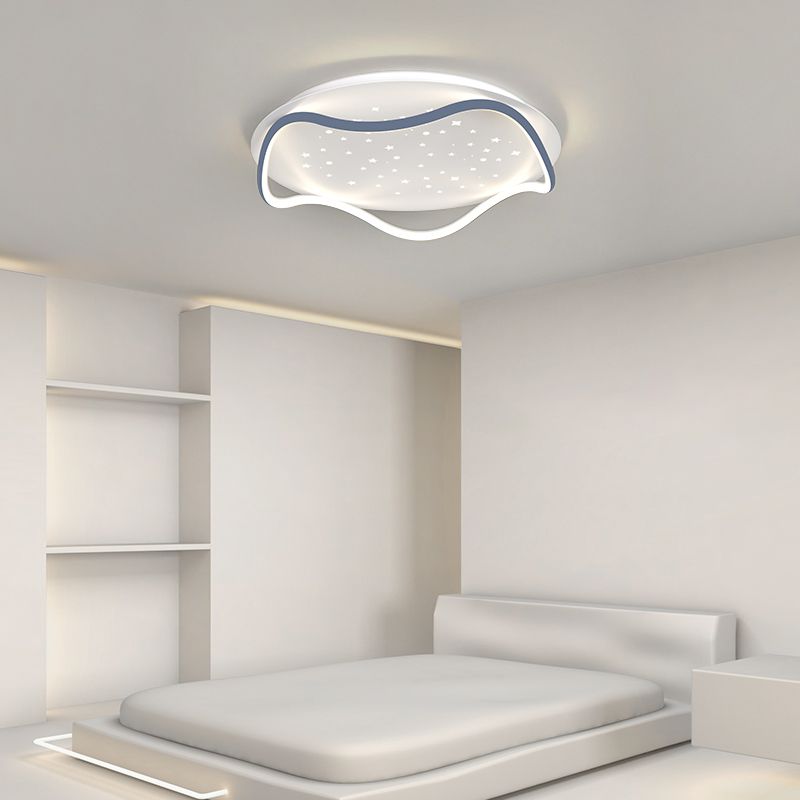 Plafonnier de forme ronde moderne en fer à 2 lumières, montage encastré pour chambre à coucher