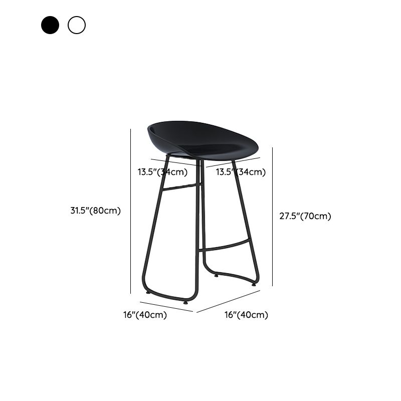 Industrial Armless Bar Stool Plastic Dining Stool with Metal Base