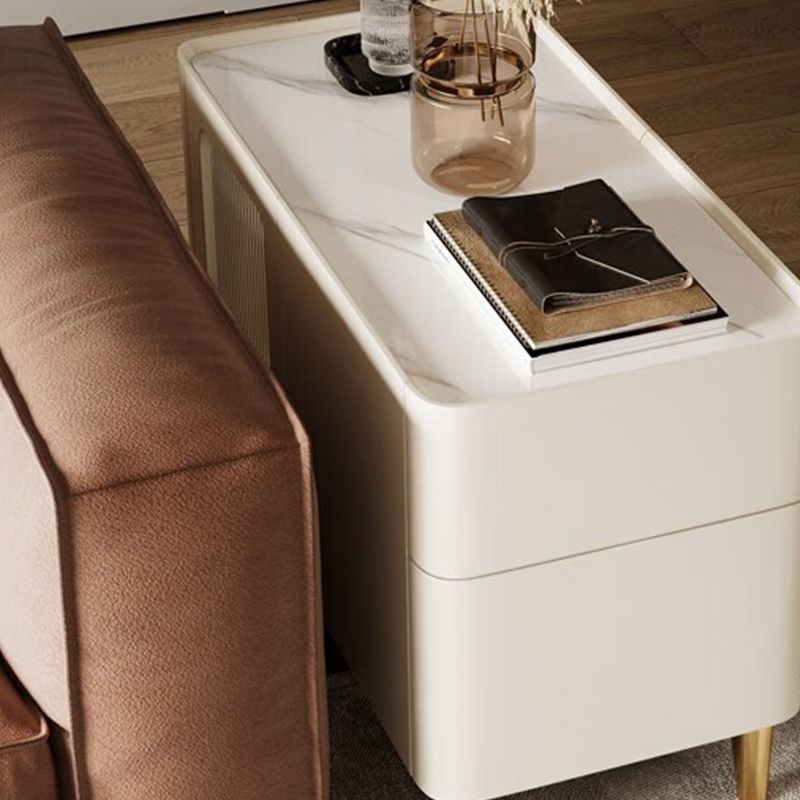 Tray Top Rectangular Side Table with 2 Drawers and a Cabinet