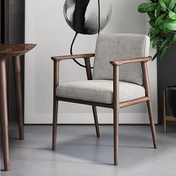 Solid Wood Arm Chair Upholstered Modern Dining Chair for Home