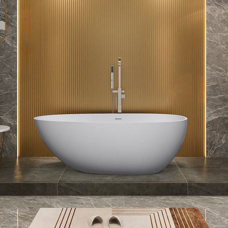 Modern Oval Tub with Drain and Overflow Trim White Soaking Bathtub for Home