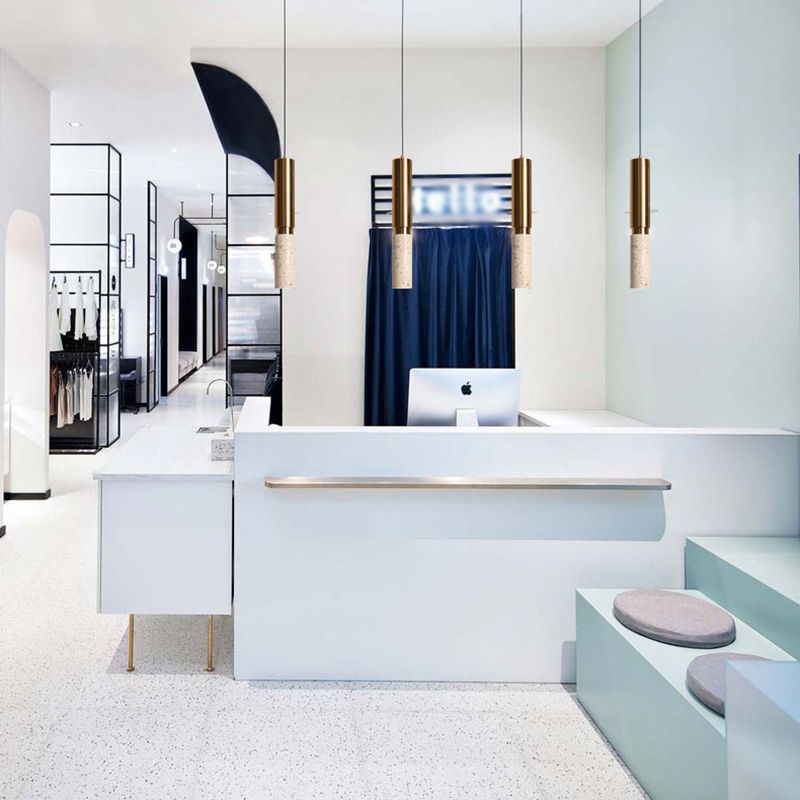 1-Light Line Hanging Pendant Modern Style Marble Hanging Lighting for Living Room