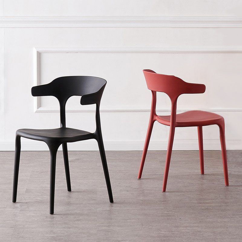 Silla contemporánea con respaldo abierto, sillas laterales sin brazos de comedor de plástico