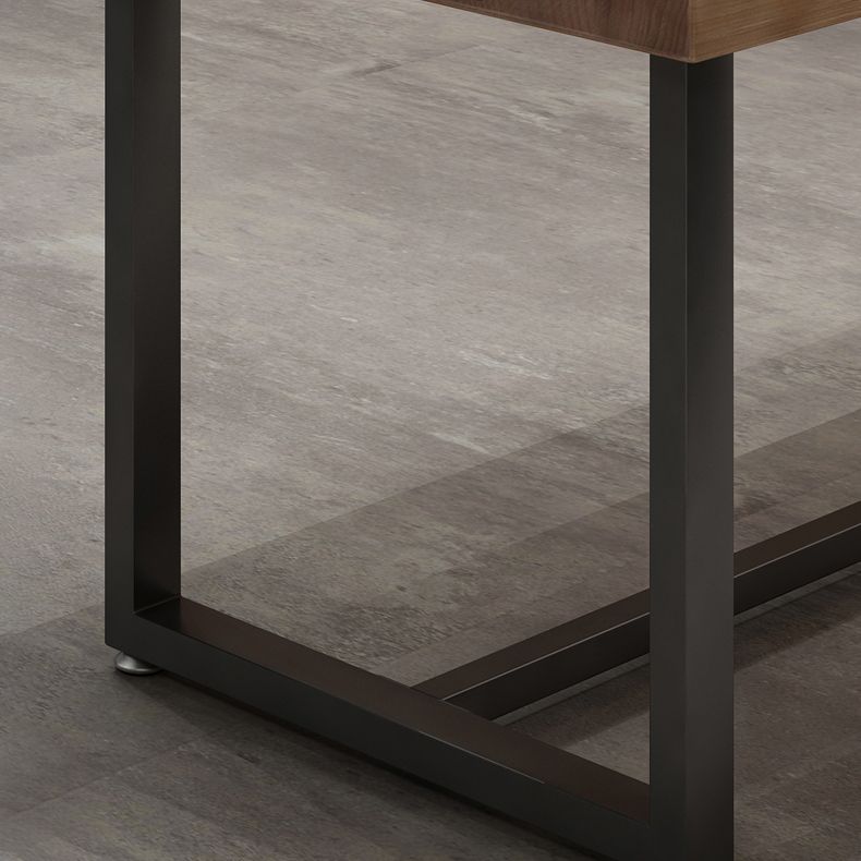 Industrial Style Solid Wood Dining Table Brown Square Table with Trestle Base for Dinning Room