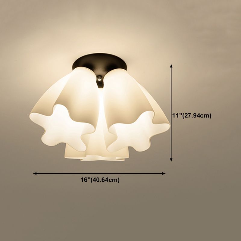 Glass Black Ceiling Flush Mount Light Floral Minimalist Ceiling Mounted Fixture