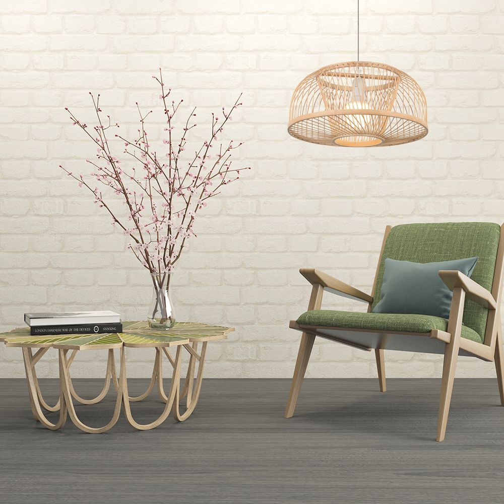 Beige gewölbte Decken Deckenleuchte Asien Style 1 Kopf Bambus Anhänger Beleuchtung für Wohnzimmer