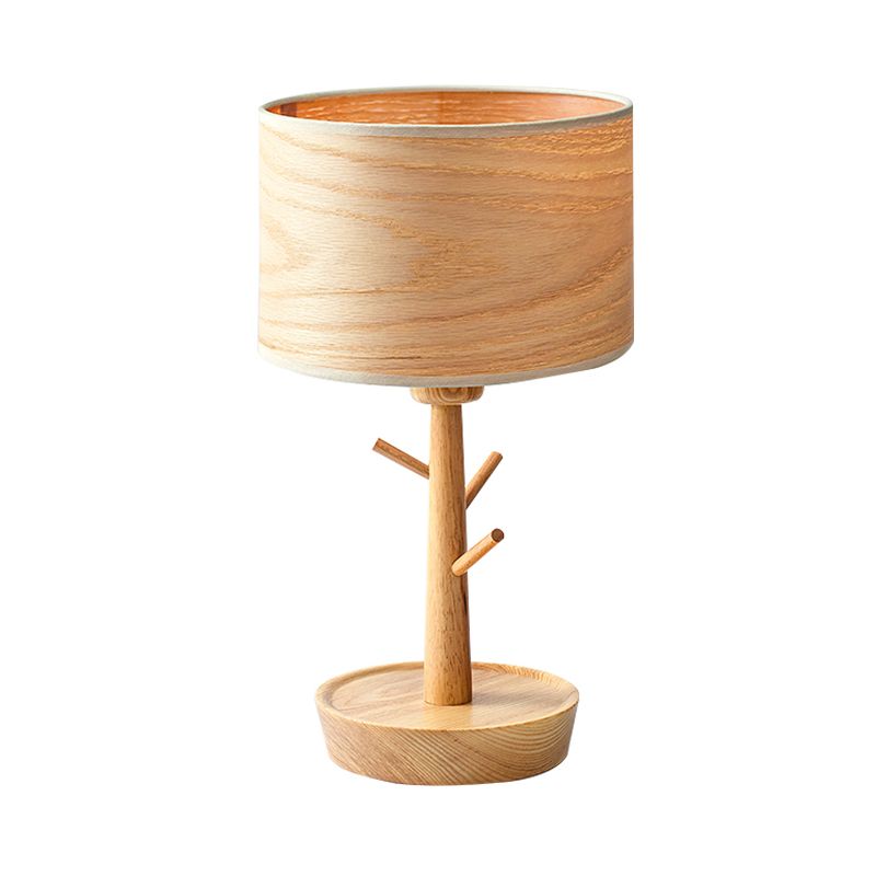 Tombra de madera de la noche Iluminación Funcional moderna Funcho de 1 linda Luz de mesa de beige con diseño de gancho