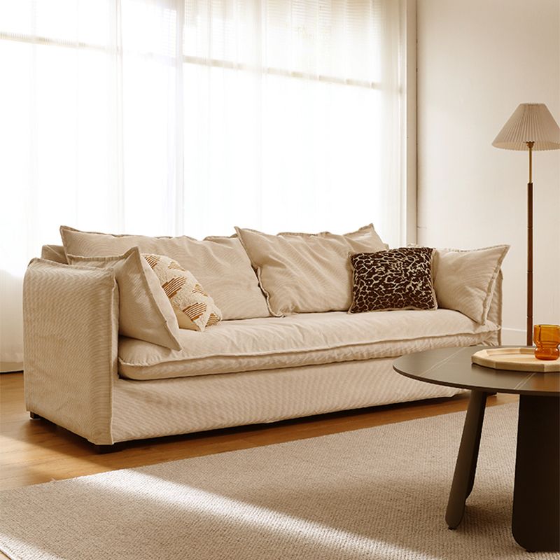 Loose Back Linen Square Arm Sofa with Slipcovered for Apartment and Living Room