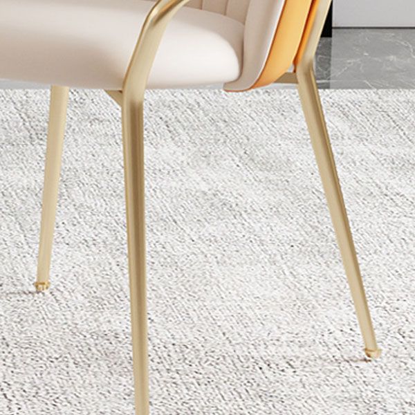 Glam Metal Dining Room Chair Arm Faux Leather Side Chair for Restaurant Use