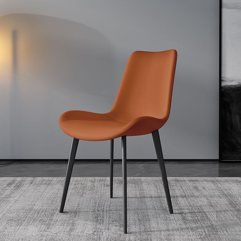 Modern Leather Armless Dining Chairs Metal Dining Chair for Home Use