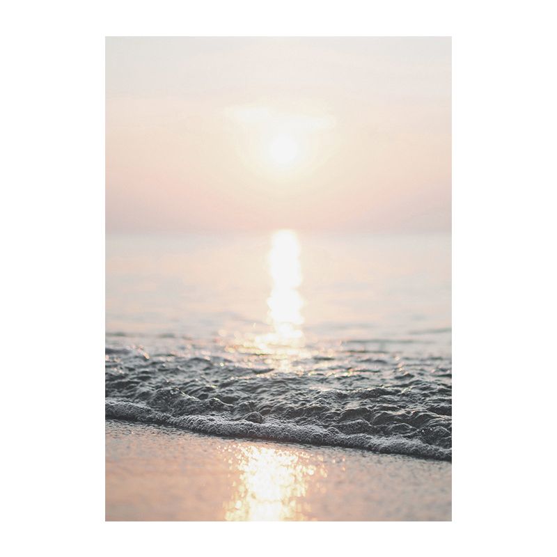 Photograph Modern Wall Art Decor with Sun Shines over the Sea Scenery, Light Yellow