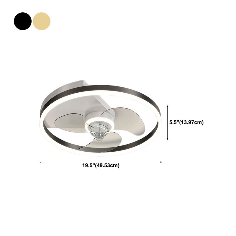 Metal Round Fan Ceiling Lighting Modern Style 1-Light Flush Mount Lamp