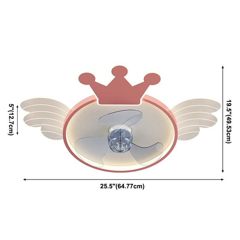 Acryl ventilator plafond lichtvleugel en kroon cartoon led semi-flush mount licht voor babykamer