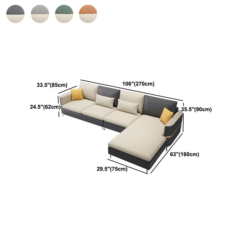 106.3" W x 62.3" D x 35.4" H Square Arm Sofa & Chaise, Loose Faux Leather Back Sofa