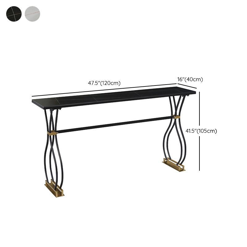 Rectangle Sintered Stone Dining Table Black and Metal Base Bar Table