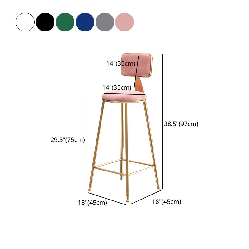 Glam Velvet Bar and Counter Stool Round Stool with 4 Gold Legs