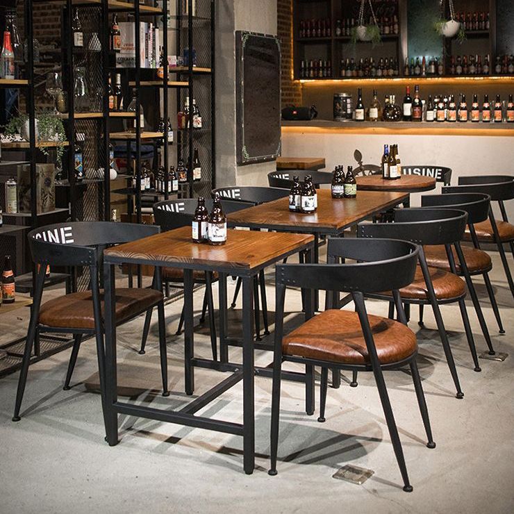 Metal Open Back Dining Chairs Industrial Upholstered Dining Chairs