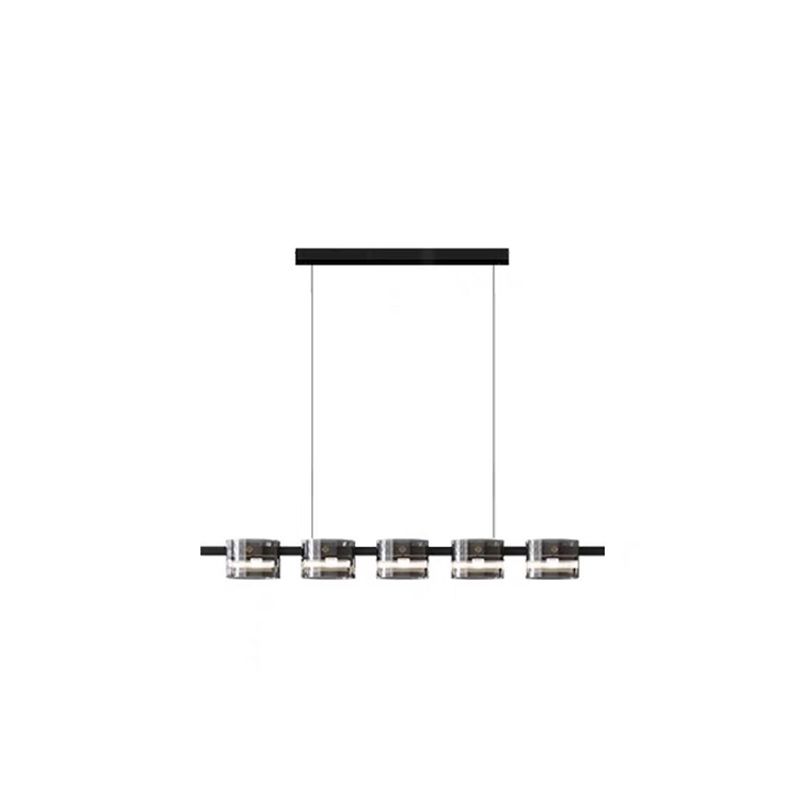 1 Light Chandelier Lighting Fixtures Modern Glass Hanging Lamp Kit in Black