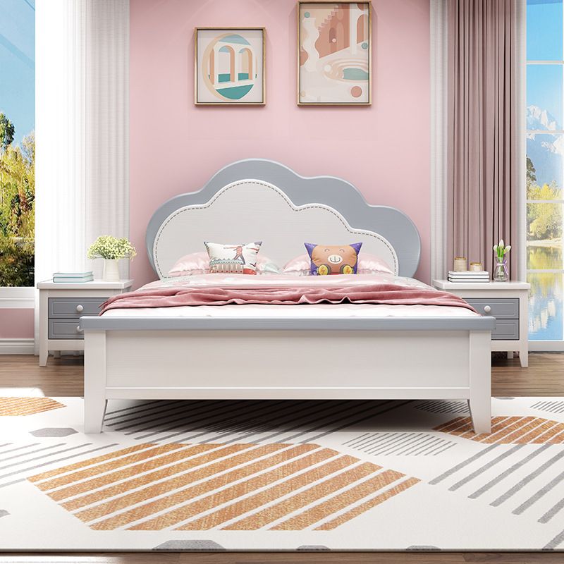 Modern Full & Queen Bed Frame in Rubberwood with Cloud-Shaped Headboard