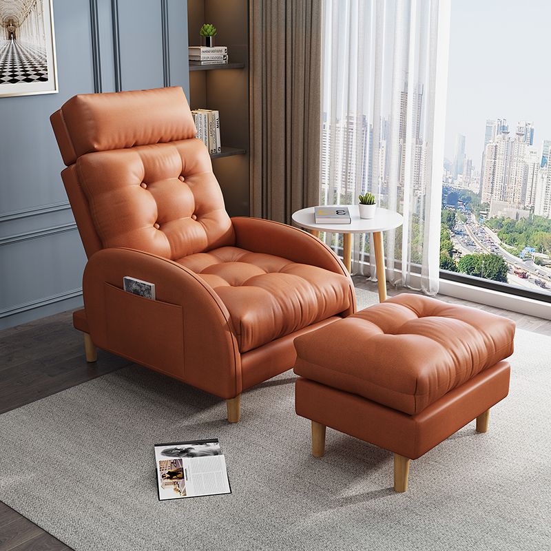 Contemporary Faux Leather Removable Cushions Basic Four Leg Accent Chair
