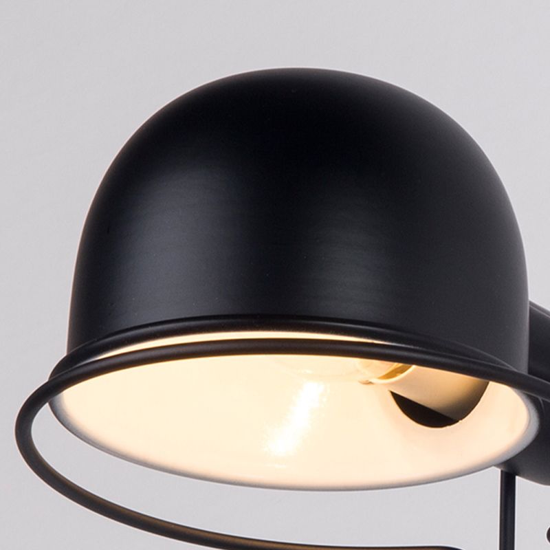 Industriestil Schwung Arm Wandlampe 1 Kopf Metall Wandleuchte mit Kuppelschatten in Schwarz