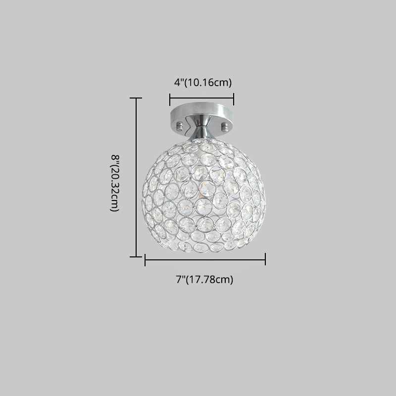Lámpara de techo moderna de 1 luz con montaje empotrado de cúpula de cristal para pasillo